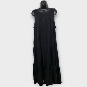 Wonderly Black Light Acid Wash Tiered Sleeveless Maxi Dress Size XL